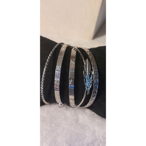 Silver Tone Stackable Bracelets size 7-7.5